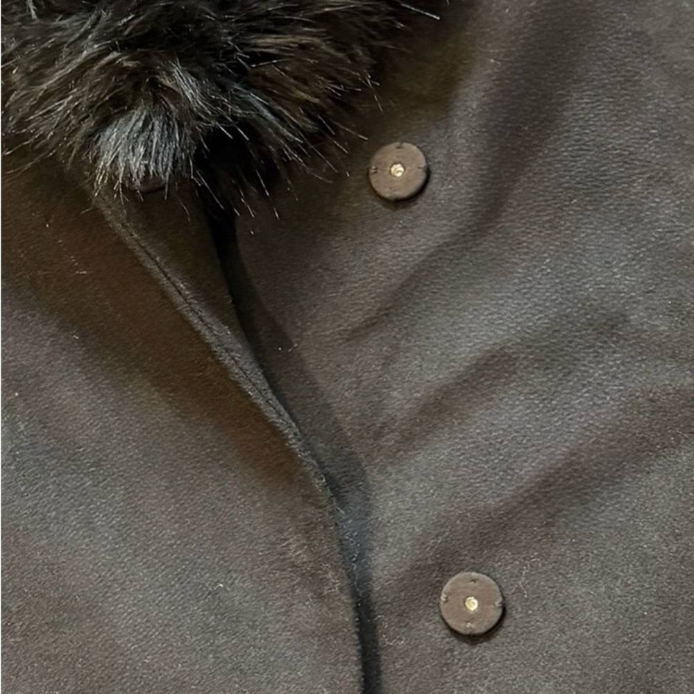 H&M Black Wool Blend Coat With Faux Fur Collar Size 6 - Picture 6 of 7
